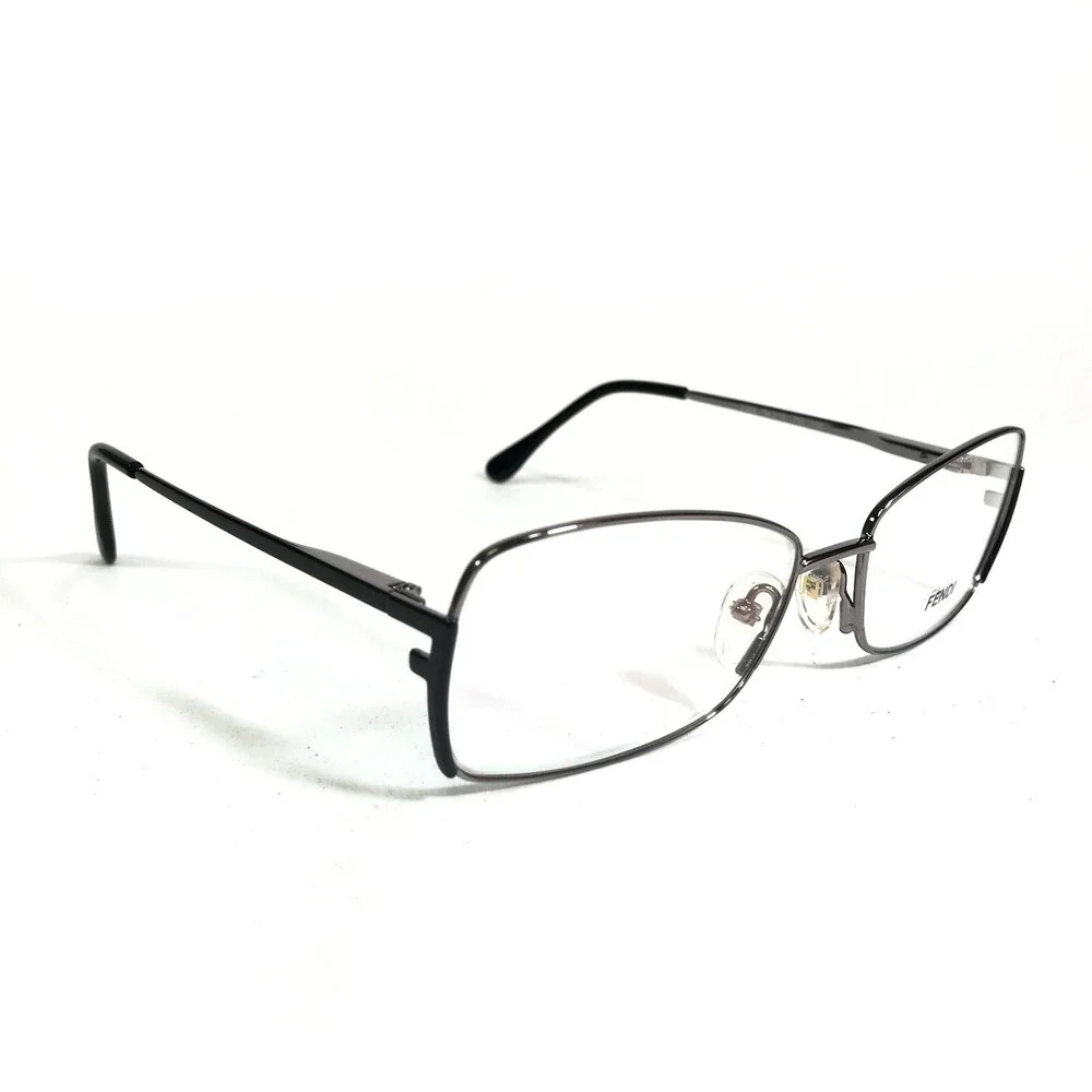 Fendi Eyeglasses Frames F959 730 Shiny NIckel Dark Silver Cat Eye 54-16-135